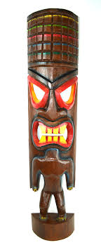 This is such a great pole. Hand Carved Beautiful 3 Ft Warrior Tiki Totem Pole Mask Statue Buy Online In Solomon Islands At Solomon Desertcart Com Productid 17249390