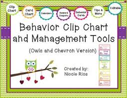 behavior clip chart and management tools owls chevron editable