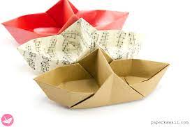 How To Make Pretty Origami Basket Boats Origami Boat Useful Origami Origami Paper Folding