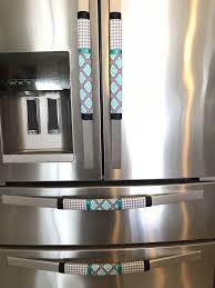 Easy to cut & trim with a box cutter or scissors. Refrigerator Door Handle Covers Set Of Four Blue Moroccan Houndstooth Them Refrigerator Door Handle Covers Refrigerator Handle Covers Refrigerator Door Handles