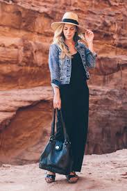 Black And White Dress With Jean Jacket Celebrating 35 Years With Brahmin Handbags Denim Jacket With Black Maxi Dress Birkenstock Birkenstock Fashion Birkenstock Outfit Maternity Maxi Dress Outfit