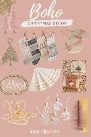 Decorated for christmas with black and white boho style including lots of texture, tassels, pom poms, brass, wood, and twinkle lights. Boho Chic Christmas Decorations Linn Style By Jessica Linn
