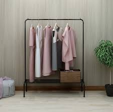 The clothing rod can fit up to 40 standard hangers. Dumee Metal Garment Rack Heavy Duty Indoor Bedroom Clothing Coat Racks Hanger With Top Rod And Lower Storage Shelf Clothes Rack With 1 Tier Shelves Living Room Hallway Black Buy Online In Bahamas