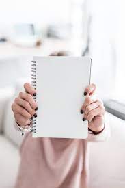Woman Holding Blank Notebook Blank Business Girl Hands Holding Mockups Nails Notebook Paper To Instagram Nails Free Notebook Instagram Frame Template
