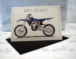 Happy Birthday Images For Him With Motorcycles Yamaha Yz450f Dirt Bike 39 Happy Birthday 39 Illustrated Print Motorcycle Card Birthday Present For Boyfriend Best Birthday Gifts Birthday Card Design