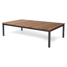 A lounge set with a teak coffee table is great for a completed, styled feel. Haringe Outdoor Rectangular Lounge Table Teak Black Stainless Steel Frame Rouse Home