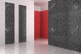 Maybe you would like to learn more about one of these? Empty Modern Bathroom With Mosaic Tiles In Black White And Red Color Stock Photo Picture And Royalty Free Image Image 28073074