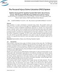 Pdf The Personal Injury Claims Calculator Picc System