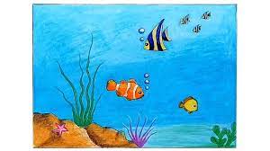 How To Draw Scenery Of Underwater Step By Step - Youtube
