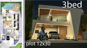 A design of 15 x 30 house design with 2 bhk 1 floor. Modern Home Design 12x30 Meters 3 Bedrooms Home Ideas