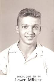 Bob Scruggs being presented his high school diploma by Freddie Blancett .  The last gradiating class at Mannsville School . May 1967 .