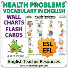 Health Problems In English Charts Flash Cards