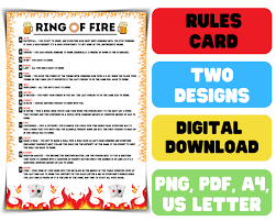 Ring of Fire Rules Printable Drinking Ring of Fire Rules 
