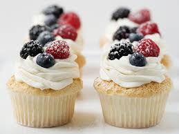Angel Food Cupcakes With Whipped Cream And Berries Recipe Angel Food Cupcakes Angel Food Desserts