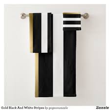 Black And White Striped Bath Towels Gold Black And White Stripes Bath Towel Set Zazzle Com In 2020 Striped Bath Towels White And Gold Decor Black And Gold Bathroom