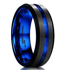 Black And Blue Ring King Will Duo Mens 7mm Black Matte Finish Tungsten Carbide Ring Blue Beveled Edge Wedding Band 10 In 2020 Mens Wedding Bands Tungsten Tungsten Wedding Bands Blue Rings
