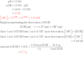 Oneclass 2 What Is The Mass Of Koh In 1 00 L Of Solution If The Ph Of The Solution Is 13 500 A 1