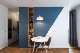 Appartement Paris 20 Un 37 M2 Entre Bleu Et Bois Deco Salon Salle A Manger Bleue Et Deco Maison