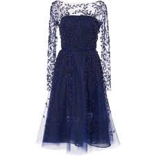 Oscar De La Renta Embellished Tulle Dress 7 290 Liked On Polyvore Featuring Dresses Embellished Cocktail Dress Floral Cocktail Dress Navy Cocktail Dress
