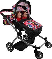 Buy Mommy Me Babyboo Deluxe Twin Doll Pram Foldable Doll Stroller With Convertible Seat Swiveling Wheels Adjustable Handle And Free Carriage Bag Gumball Black Multi Function 9651a Online In