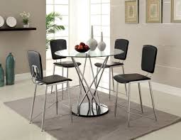 5 Pc Aina Ii Collection Contemporary Style Counter Height Black And Chrome Finish And Counter Height Dining Table Furniture Of America Glass Top Dining Table
