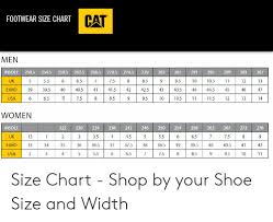 Cat Footwear Size Chart Men 2745 299 303 307 Insole 2505