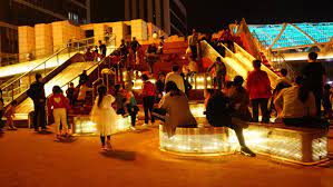 澳门路廊桥 胶州南中轴慢行步道系统1期 ldg兰斯凯普 bridge design bridge building commercial complex