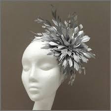 Special Occasion Feather Fascinator in Metallic Silver