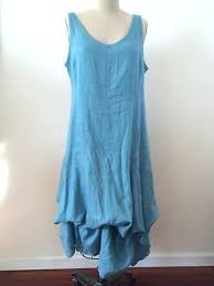 Eileen Fisher Irish Linen Tie Hem Bubble Lagenlook Blue Convertible Dress Size M Dresses Convertible Dress Long Maxi Dress