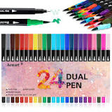 Amazon.com : Dual Brush Markers for Adult Coloring Books, 24 ...