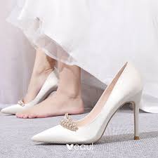 Buy your favourite fashion, electronics, beauty, home & baby products online in dubai, abu dhabi and all uae. Edles Ivory Creme Satin Strass Brautschuhe 2020 10 Cm Stilettos Spitzschuh Hochzeit Pumps
