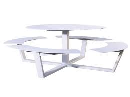 Round Picnic Table With Integrated Benches La Grande Ronde By Cassecroute Design Studio Segers Round Picnic Table Picnic Table Dining Table Design
