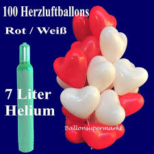 Luftballons zur hochzeit steigen lassen mit dem luftballons aus latex mit helium zur hochzeit: Maxi Set 1r W 100 Rote U Weisse Herzluftballons Mit Helium Ballons Helium Sets Maxi Ballons Helium Sets