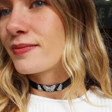 Art déco Spaulding And Co. Tour de cou papillon en diamant, onyx noir et  platine, C1925