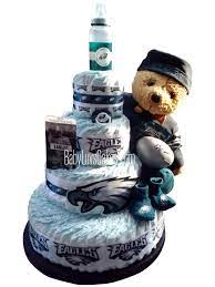 Philadelphia Eagles Four Tier Diaper Cake Baby Shower Centerpiece Boy Baby Shower Centerpieces Football Baby Shower Diaper Cake