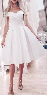 Off The Shoulder Ivory Homecoming Dresses Knee Length Prom Dress Sd1275 White Dresses Graduation Knee Length Prom Dress Toddler Party Dress