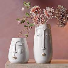White Home Accessories Vase White Ceramic Face Vases Two Sizes Whitehome Accessoriesvase Ceramic Vases Design Face Vase White Ceramic Vases