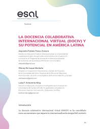 PDF) La Docencia Colaborativa Internacional Virtual (DOCIV) y su potencial  en América Latina