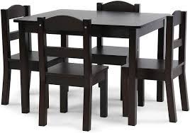 Not available for pickup and same day delivery. Amazon Com Humble Crew Espresso Kids Wood Table And 4 Chairs Set 5 Piece Furniture Decor