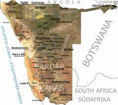 Namibia is bordered by the atlanitc ocean, angola to the north, zambia and botswana to the east, and south africa to the south. Xeografia De Namibia Wikipedia