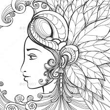 Zentangle Woman Face Star Coloring Pages Human Face Drawing Zentangle