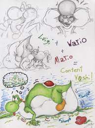 Mario + Luigi + Wario = Content Yoshi by Gruine -- Fur Affinity [dot] net