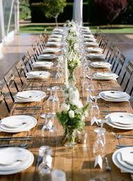 White And Green Flowers Down Centre Of Wooden Tables With Green Foliage Table Runners Green Flowers Peach Wedding Willows Farm