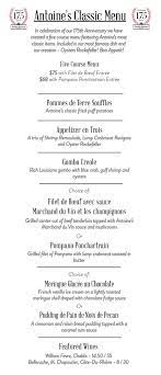 Antoine S Restaurant Classic Menu Menu Restaurant Classic