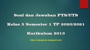 Download Soal Pts Uts Kelas 5 Semester 1 Sd Mi Kurikulum 2013 Tp 2020 2021 Sobang 2
