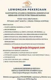 Pt pos indonesia dalam rangka untuk mencapai visi dan misi, dan untuk meningkatkan kinerja perusahaan, maka di tahun 2021 ini perusahaan mengadakan rekrutmen atau membuka lowongan kerja untuk. Lowongan Kerja Kantor Pos Atambua Lowongan Kerja Kupang