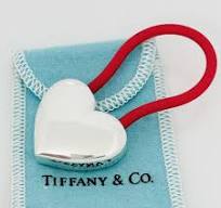 Tiffany & Co Silver Puffed Heart Key Ring Keychain in Red Rubber Sterling  Silver