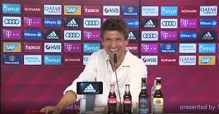 # funny # soccer # bundesliga # eyebrows # bayern. International Press Conference With Thomas Muller