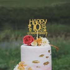 Free standard shipping with $49 orders. Party Supplies Gold Glitter Happy 10th Anniversary Cake Topper For Wedding Anniversary Anniversary Party Happy Birthday Party Decorations Cake Cupcake Toppers