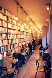 Cozy Bookshop And Coffee Shop In One With Hanging Lamps All Over Bookstore Cafe Bookstore Library Cafe